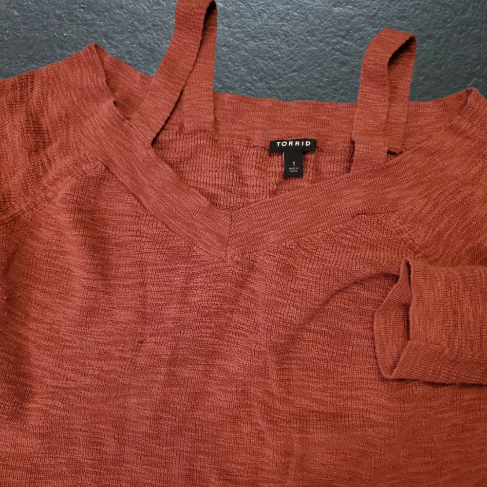 Torrid cold shoulder v-neck sweater